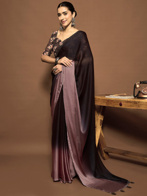 Divastri Embellished Bollywood Chiffon Saree(Purple)