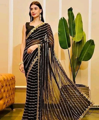 Sayal Creation Embellished Bollywood Georgette Saree(Black)