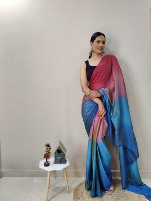 C2K2CLOTHING Printed Daily Wear Georgette Saree(Light Blue)