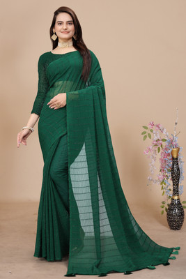 CLICKTHEMALL Self Design Bollywood Georgette Saree(Green)