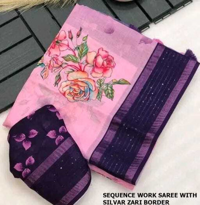 Bhagwati Creation Self Design Bollywood Cotton Linen Saree(Pink)