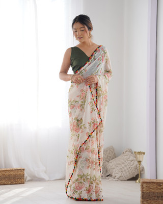 Moda Rapido Embroidered Daily Wear Chiffon Saree(Multicolor)