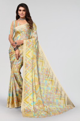 APERA Geometric Print Daily Wear Silk Blend Saree(Beige)