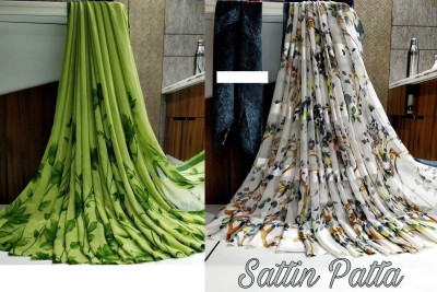 Sita Printed Daily Wear Georgette Saree(Pack of 2, Light Green, White)