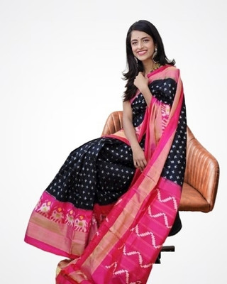 Suntex Printed Mysore Pure Silk Saree(Black)