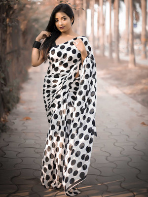 Moda Rapido Printed Daily Wear Georgette Saree(White)