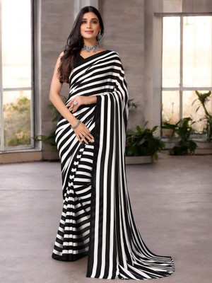 The Textile Hub Self Design Bollywood Georgette Saree(Black)