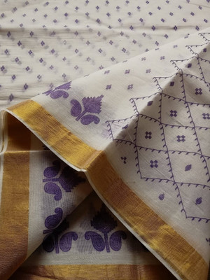 Chande Woven Tant Pure Cotton Saree(White)