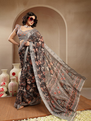 Stylum Floral Print, Printed Daily Wear Cotton Blend Saree(Multicolor)