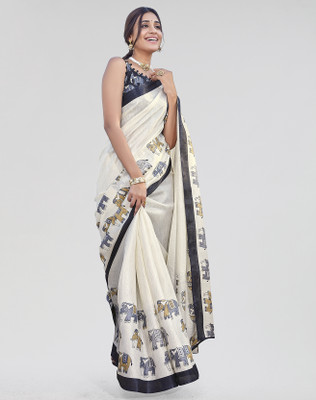 Nirvaan Printed Bollywood Art Silk Saree(Black)