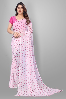 VR Fashions Printed Bhagalpuri Chiffon Saree(Pink)