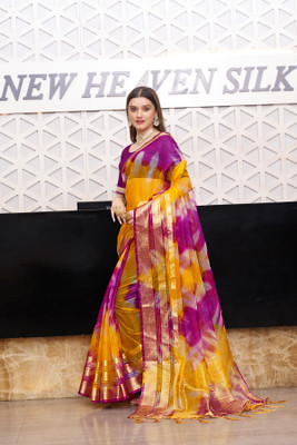 Aarunika SBT Self Design Bollywood Art Silk Saree(Magenta, Yellow)