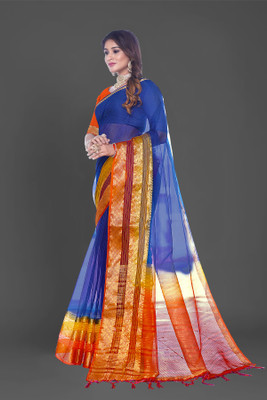 Aarunika SST Solid/Plain Bollywood Organza Saree(Light Blue)