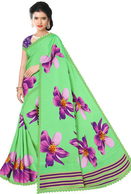 Skandas Trendz Digital Print, Floral Print Kalamkari Georgette Saree(Multicolor)