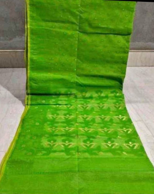 Soma Tant saree Mahal Self Design, Woven, Geometric Print Handloom Cotton Silk Saree(Light Green)