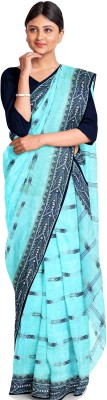 PuJoy Paisley, Woven Tant Pure Cotton Saree(Light Green)