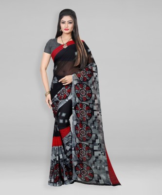 kashvi sarees Paisley, Ombre, Checkered Daily Wear Georgette Saree(Grey)