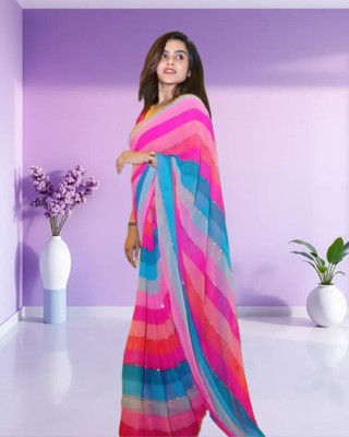 JAYAMENTERPRISE Striped Bollywood Georgette Saree(Multicolor)
