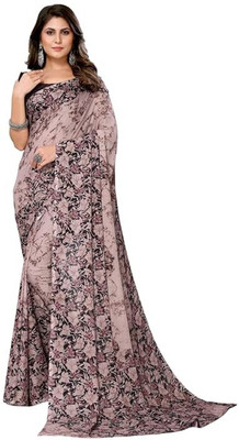 maayro Printed Mysore Georgette Saree(Purple)