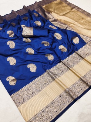 dhananjay creations Self Design Banarasi Art Silk Saree(Blue)