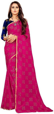 Florono enterprise Self Design Bollywood Chiffon Saree(Magenta)