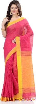 Desh Bidesh Striped, Self Design, Woven, Solid/Plain Handloom Handloom Cotton Blend, Cotton Silk Saree(Multicolor)