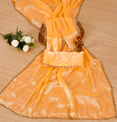 MAANVIT Woven Kanjivaram Chiffon, Jimmy choo Saree(Orange)