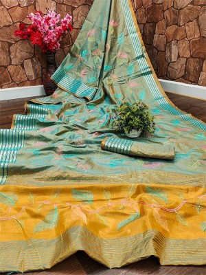 Divastri Embroidered Bollywood Cotton Silk Saree(Light Blue)