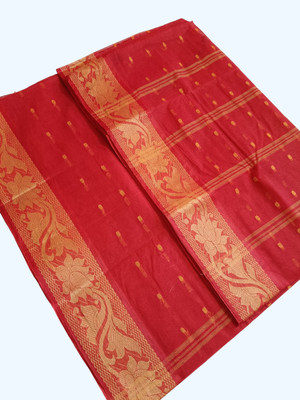 Maasaree Self Design Tant Pure Cotton Saree(Red)