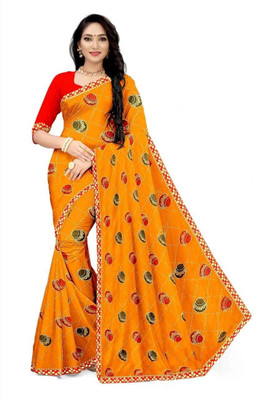 S.R.TEXTILES Digital Print Bollywood Georgette Saree(Yellow)