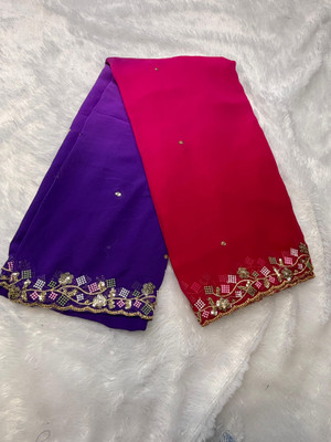 Sitanjali Lifestyle Solid/Plain Bollywood Georgette Saree(Purple, Pink)