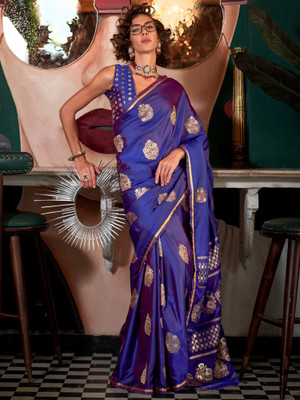 Tasrika Woven Banarasi Satin Saree(Purple)