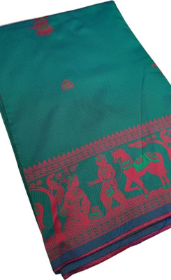 kalpana handloom Printed Tant Cotton Blend Saree(Multicolor)