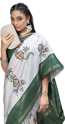 Rashmiwala Digital Print Floral Crepe Saree(Green)