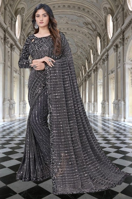 SHREE FASHIONFAB Self Design Bollywood Net Saree(Grey)