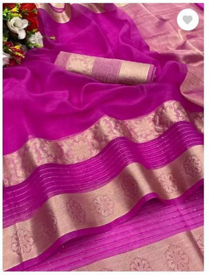 Rohit Designer Self Design Bollywood Net Saree(Pink)