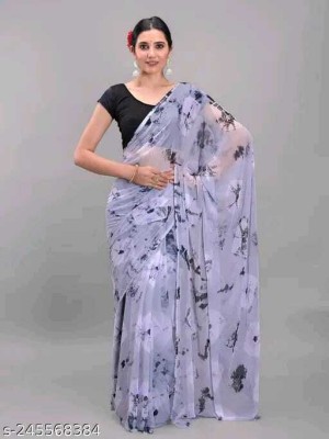 NeeLKANTH ENTERPRISE Printed Bandhani Chiffon Saree(Grey)