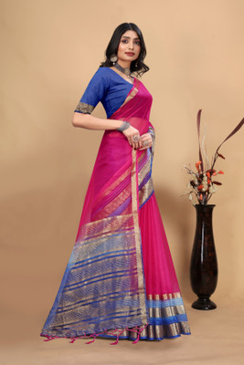 Aarunika SST Solid/Plain Bollywood Organza Saree(Pink)