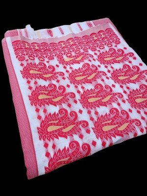 Kanokanjoli Woven Jamdani Handloom Cotton Blend Saree(Multicolor)