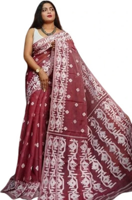 Ayanti Fashion Solid/Plain Chanderi Cotton Silk Saree(Maroon)