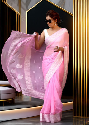 ZILVIRA Self Design, Woven Bollywood Cotton Linen, Cotton Jute Saree(Pink)