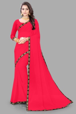 JAY BRAHMANI ONLINE Solid/Plain Daily Wear Georgette Saree(Pink)