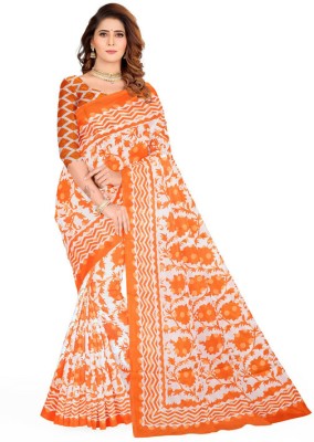 AARTI FASHION Printed, Blocked Printed, Floral Print Daily Wear Pure Cotton Saree(Multicolor)