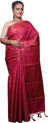 GNSARI Woven Banarasi Handloom Polyester Saree(Pink)