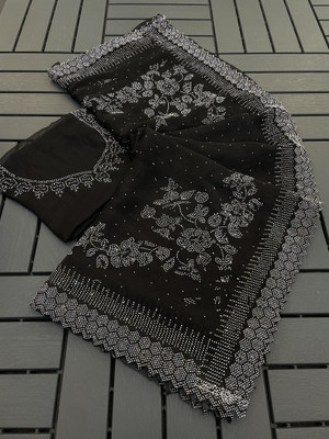 VarniRaaj Fashion Embellished Bollywood Jimmy choo Saree(Blue)