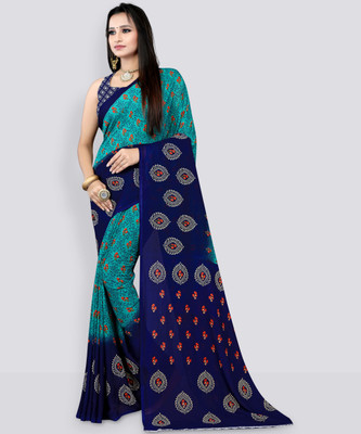 Leelavati Printed Daily Wear Georgette Saree(Dark Blue)
