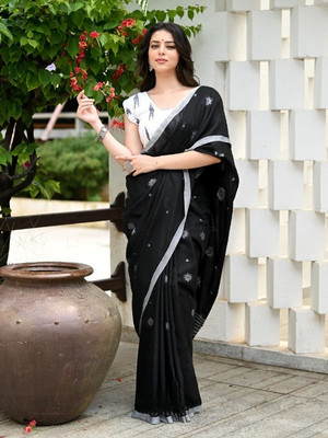 Shree Hari Printed Handloom Pure Cotton Saree(Black)