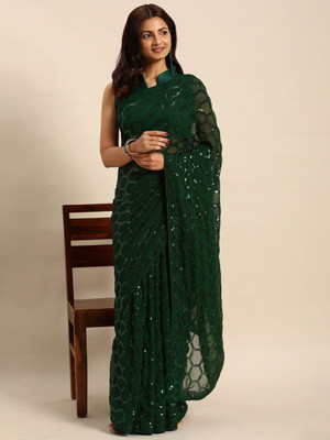 Moda Rapido Embellished Daily Wear Georgette Saree(Green)