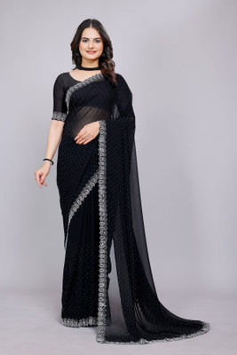 NAKSH CREATION Self Design Bollywood Georgette Saree(Black)