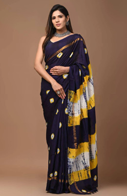 PremVastra Digital Print Bollywood Cotton Linen Saree(Purple, Yellow)